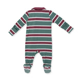 Rugby Stripe Green - Polo 2 Way Zipper Footie