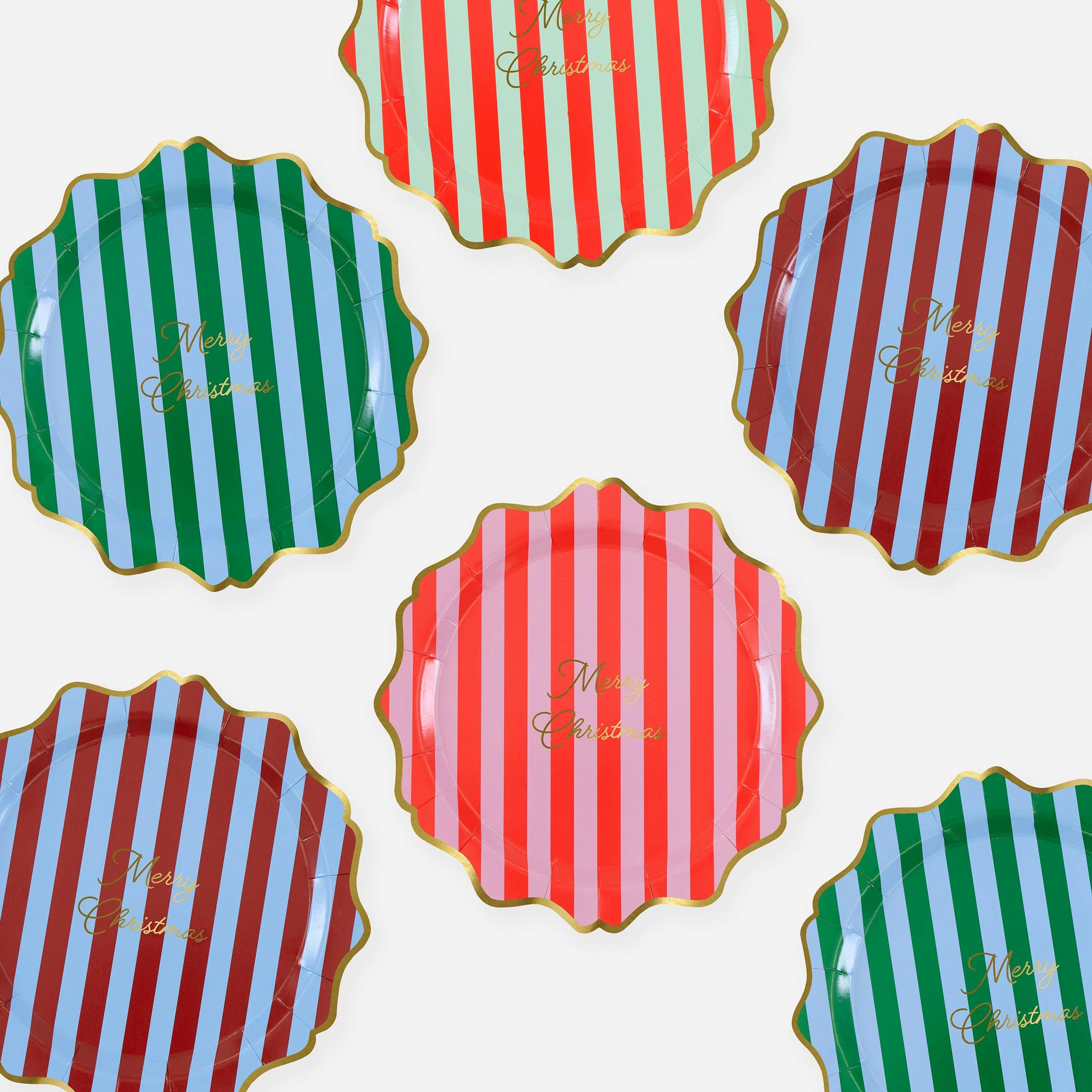 Striped Merry Christmas Side Plates