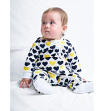 Black & Yellow Hearts Zip-up Baby Bodysuit