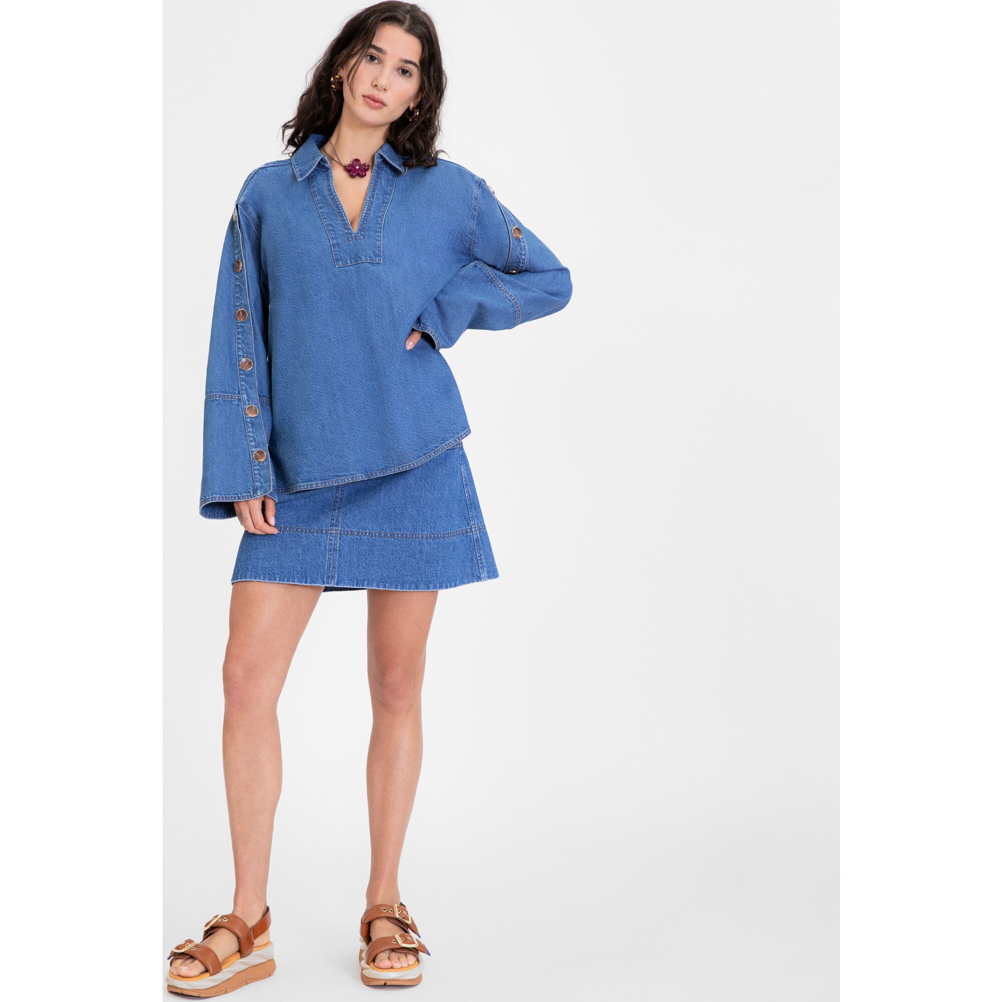 Women's Lally Denim Top, Blue