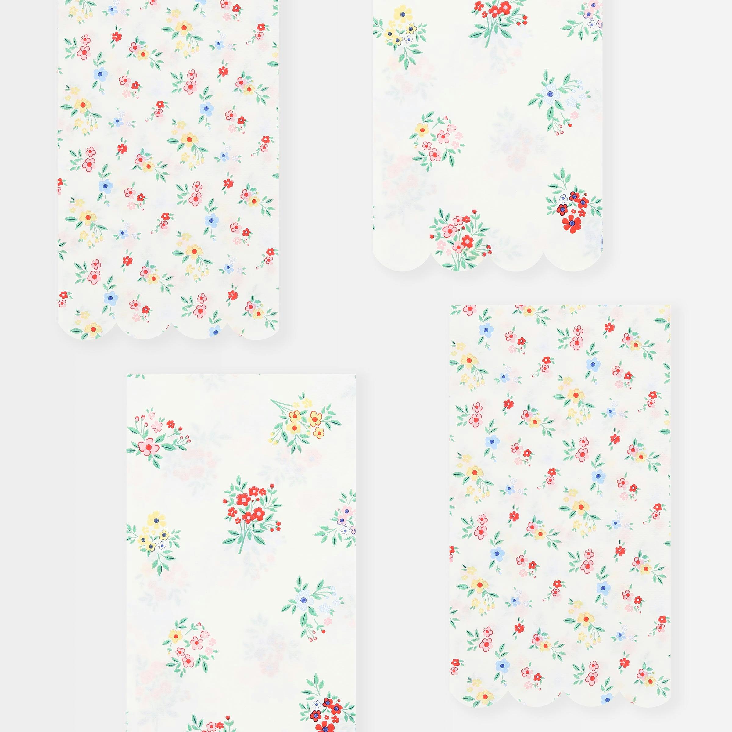 Ditsy Posy Scalloped Guest Towels