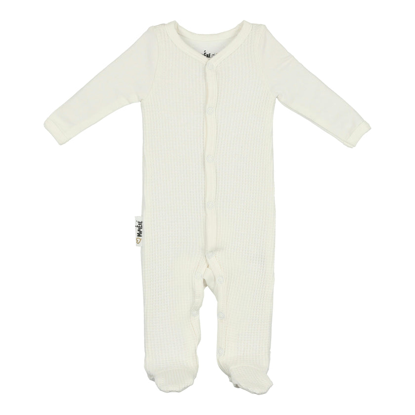 Waffle Round Neck Long Sleeve Snap Footie