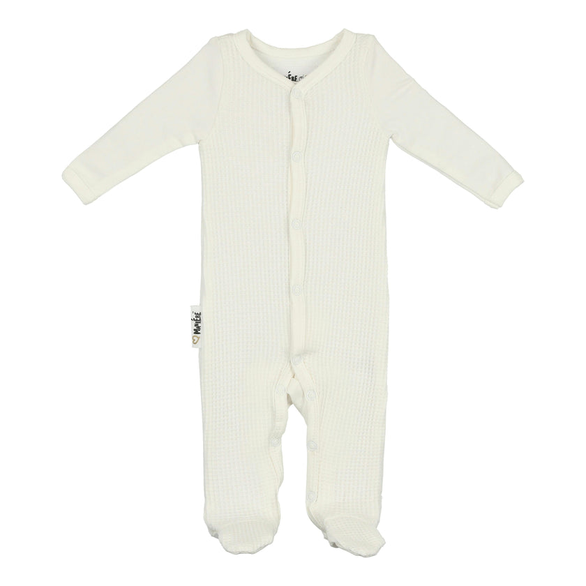 Waffle Round Neck Long Sleeve Snap Footie