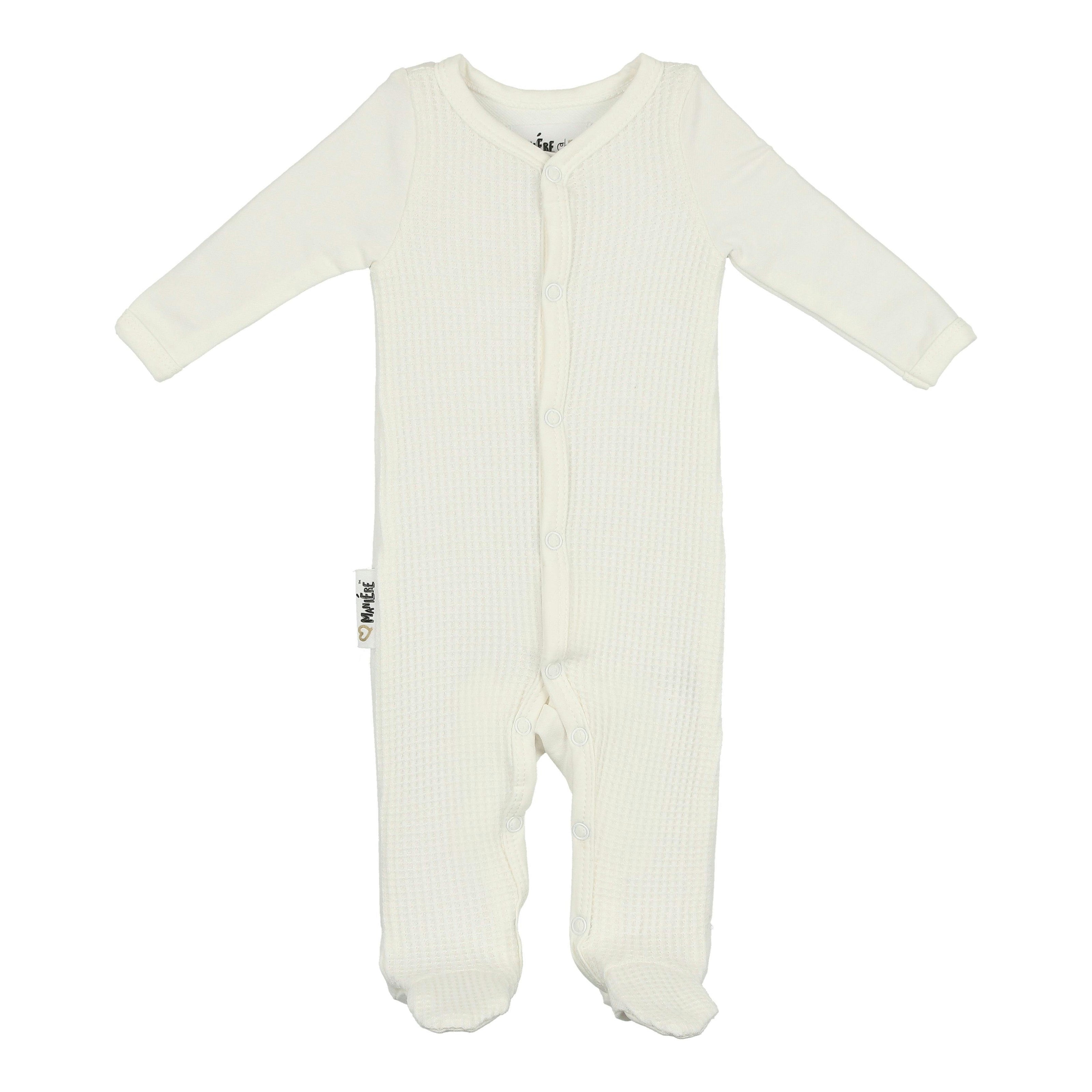 Waffle Round Neck Long Sleeve Snap Footie