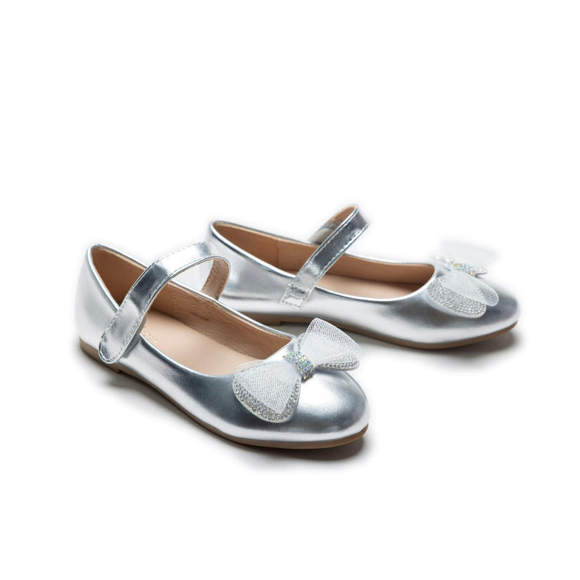 Silver Lydia Bow Flats