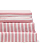 Luxe Premium Percale Bed Sheets in Antique Red Ticking