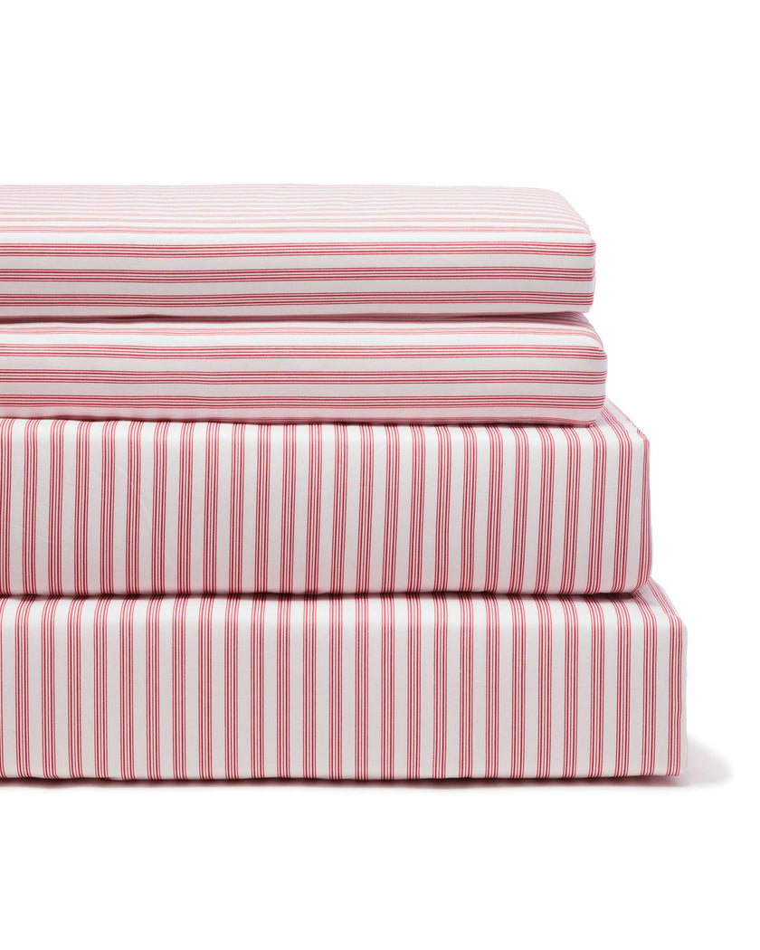 Luxe Premium Percale Bed Sheets in Antique Red Ticking