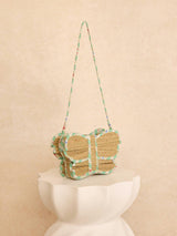 Lorna Murray x La Coqueta Sage Floral Stripe Flutterby Grass Bag
