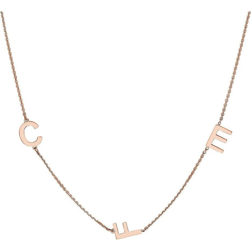 Block Initials Station Necklace