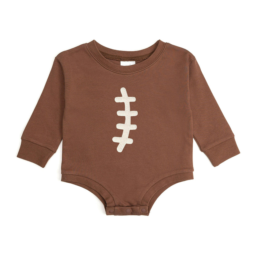 Football Lace Patch Long Sleeve Romper