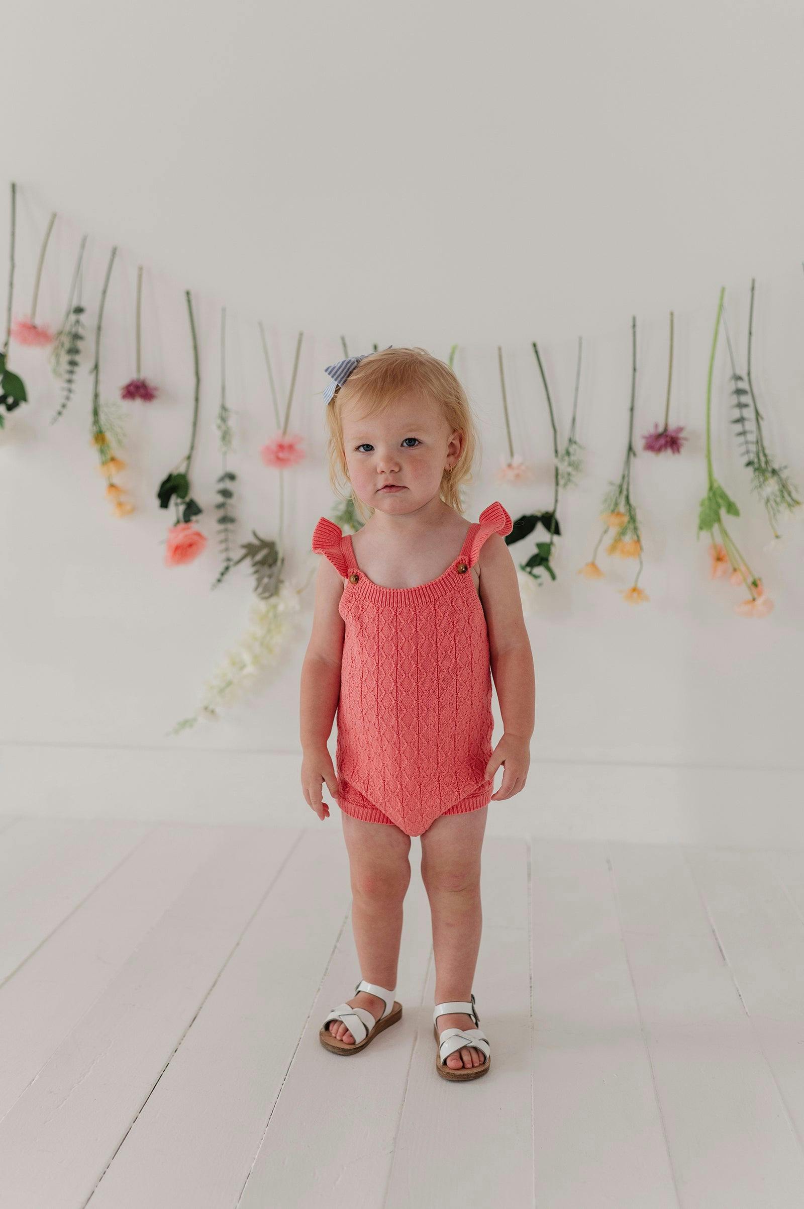Baby Girl Knit Sweater Bodysuit in Strawberry Ice