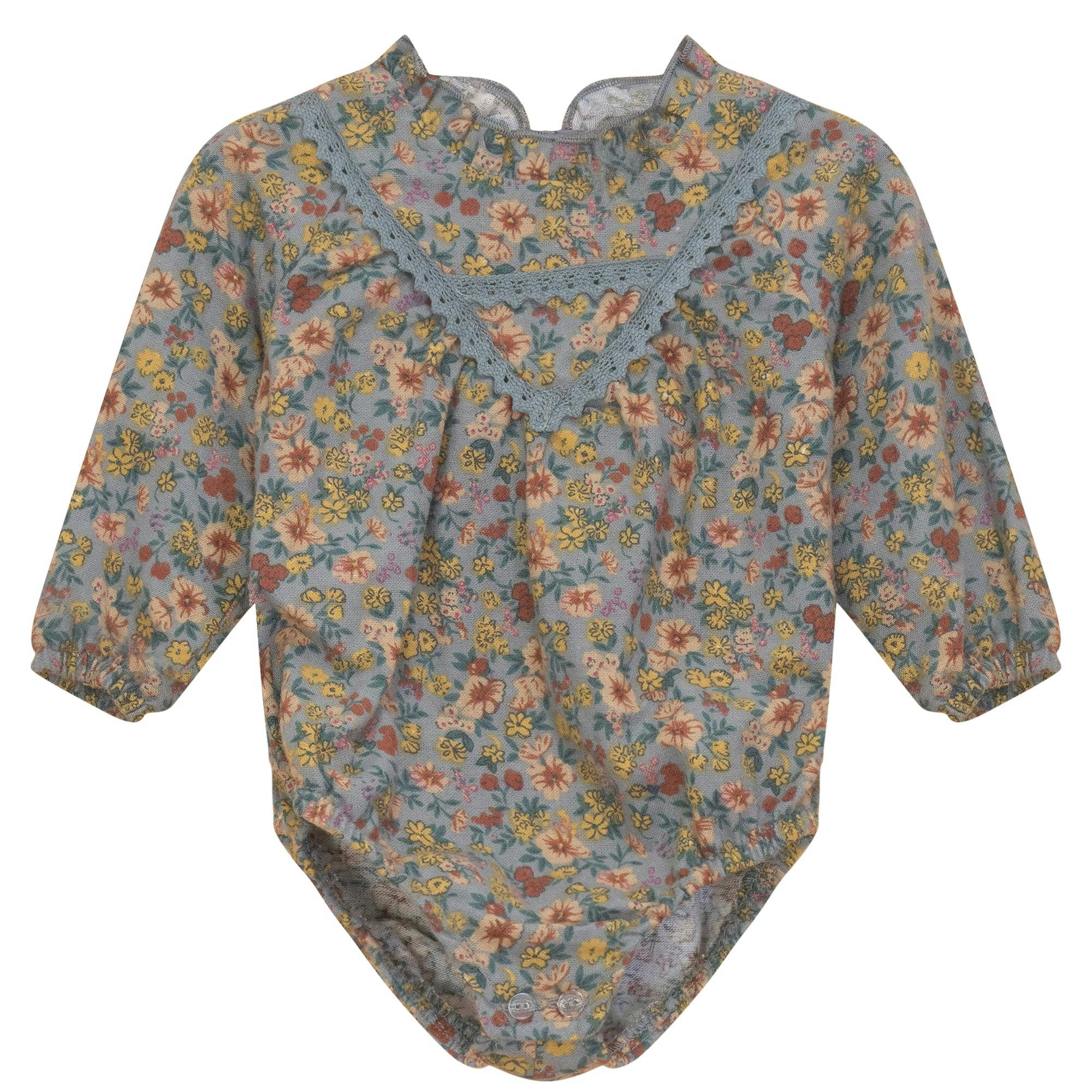 Floral Print Woven Bubble Blue Floral