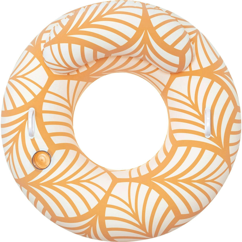 46.5" x 46" Inflatable Comfort Plush Deluxe Swim Tube - Yellow & White