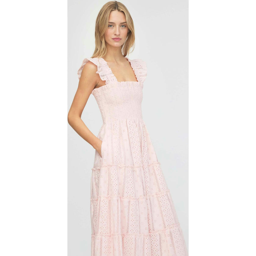 The Ellie Nap Dress - Pink Broderie Voile