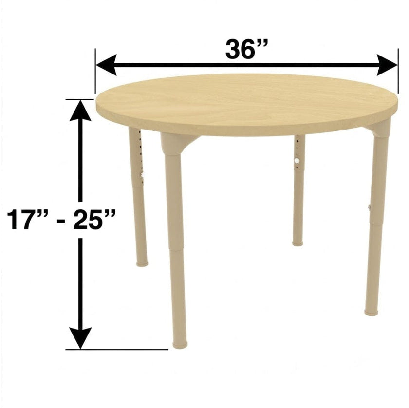 Round Adjustable Kids Table – 36" Diameter, 17" to 25" Height | Classroom, Montessori & Daycare Activity Table