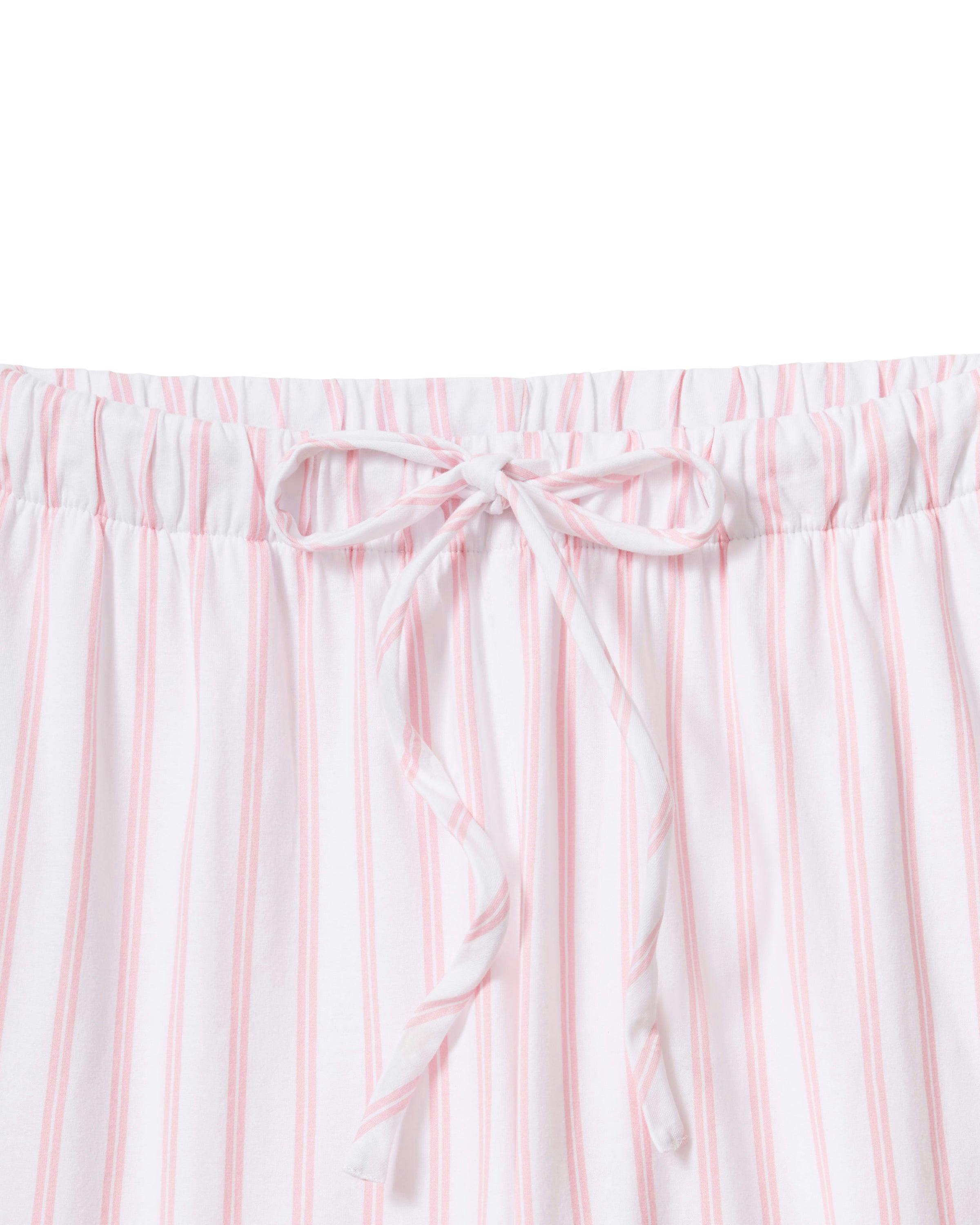 The Olivia Wide Leg Pima Pajama Set in Pink Stripe
