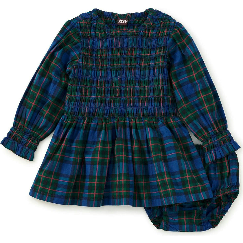 Smocked Woven Blouson Sleeve, Blue