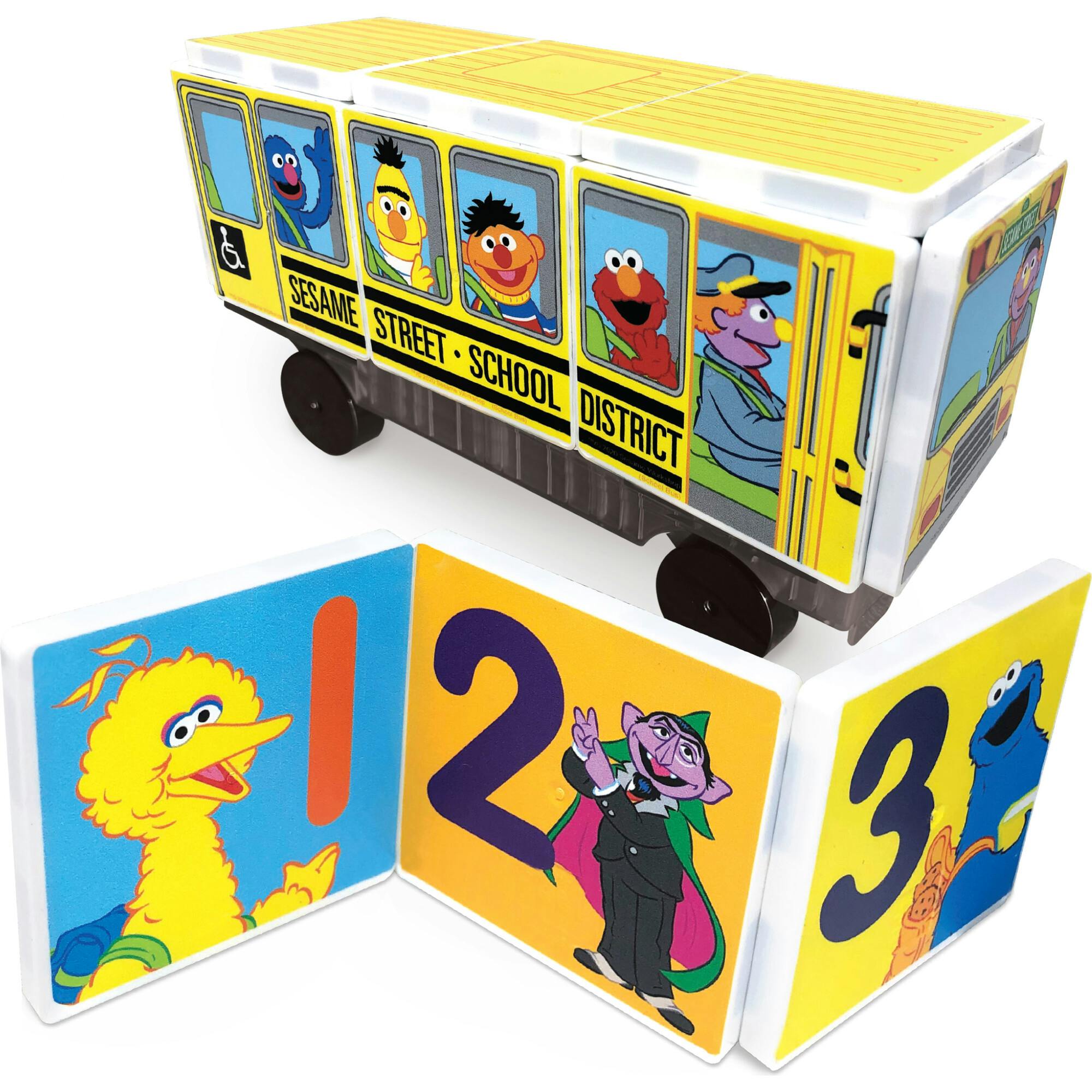Sesame Street School Bus Magnetic tiles Structures