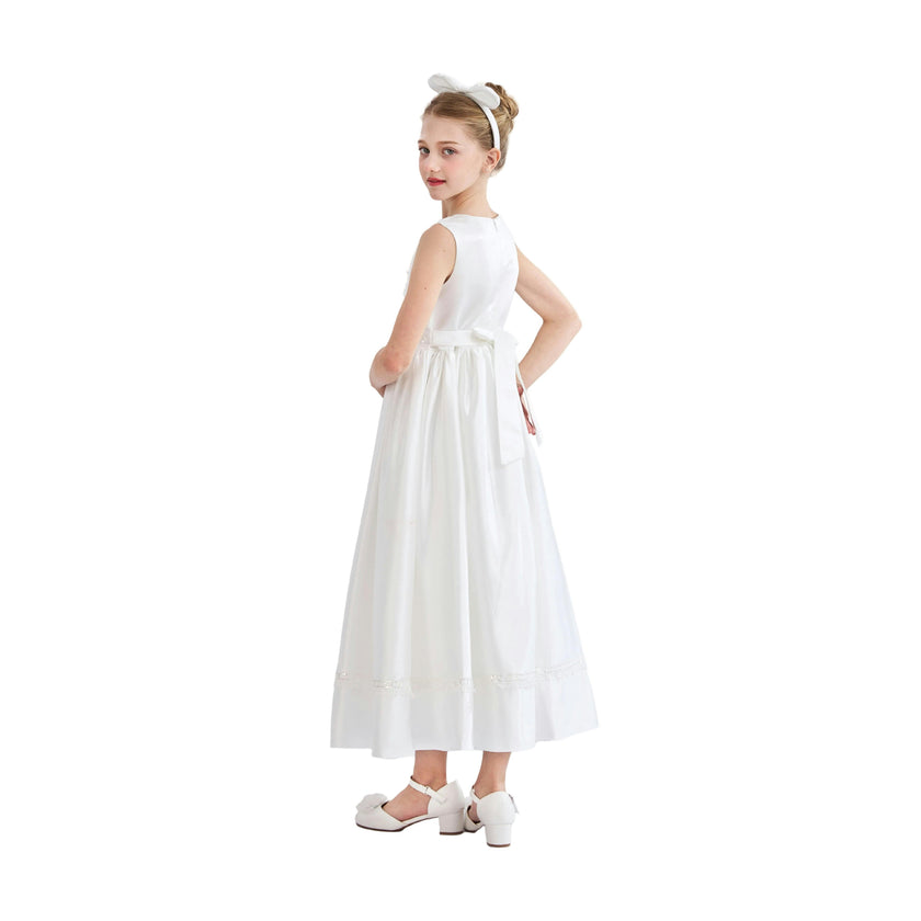 White Sylvarra Sleeveless Formal Dress with Headband