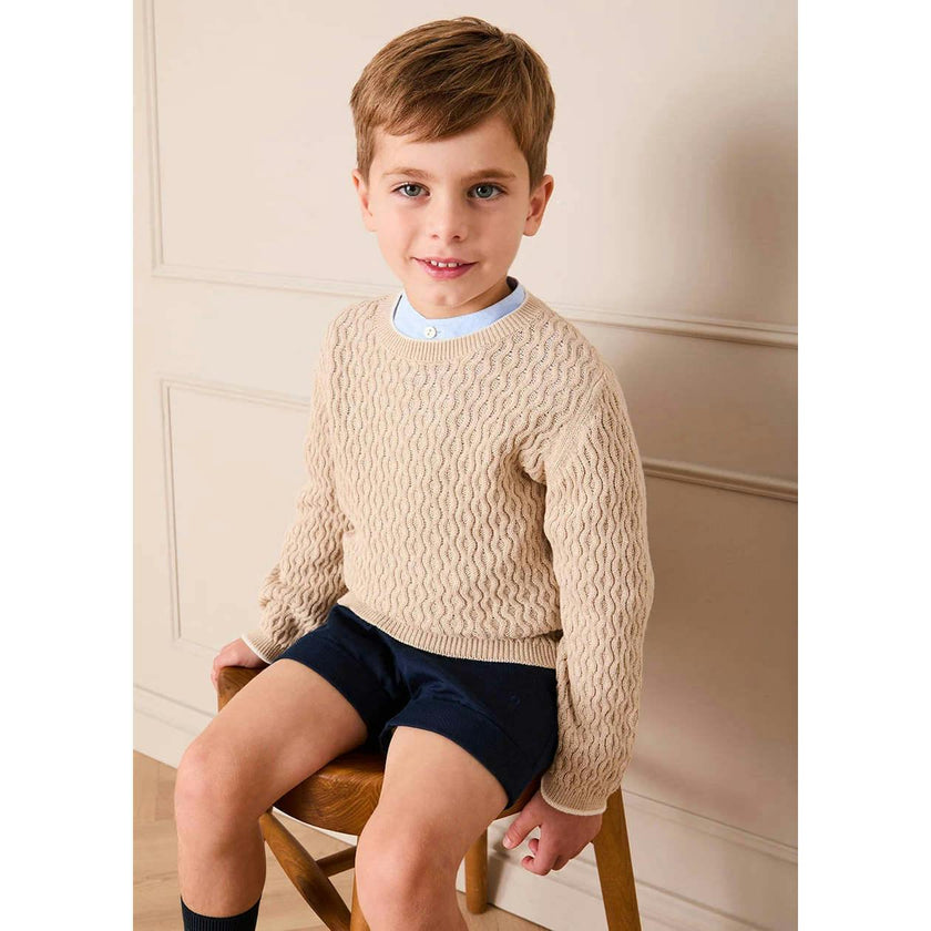 Wave Knit Jumper in Beige (3-10yrs)