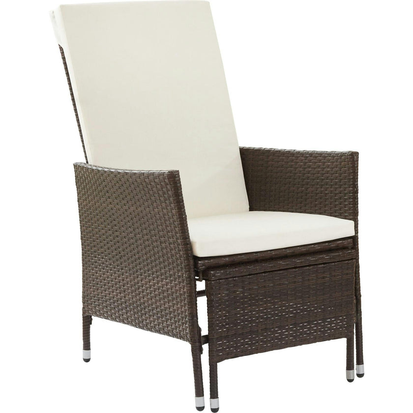 Outdoor Rattan Patio Lounge Chair With Pull-Out Ottoman And Cushions