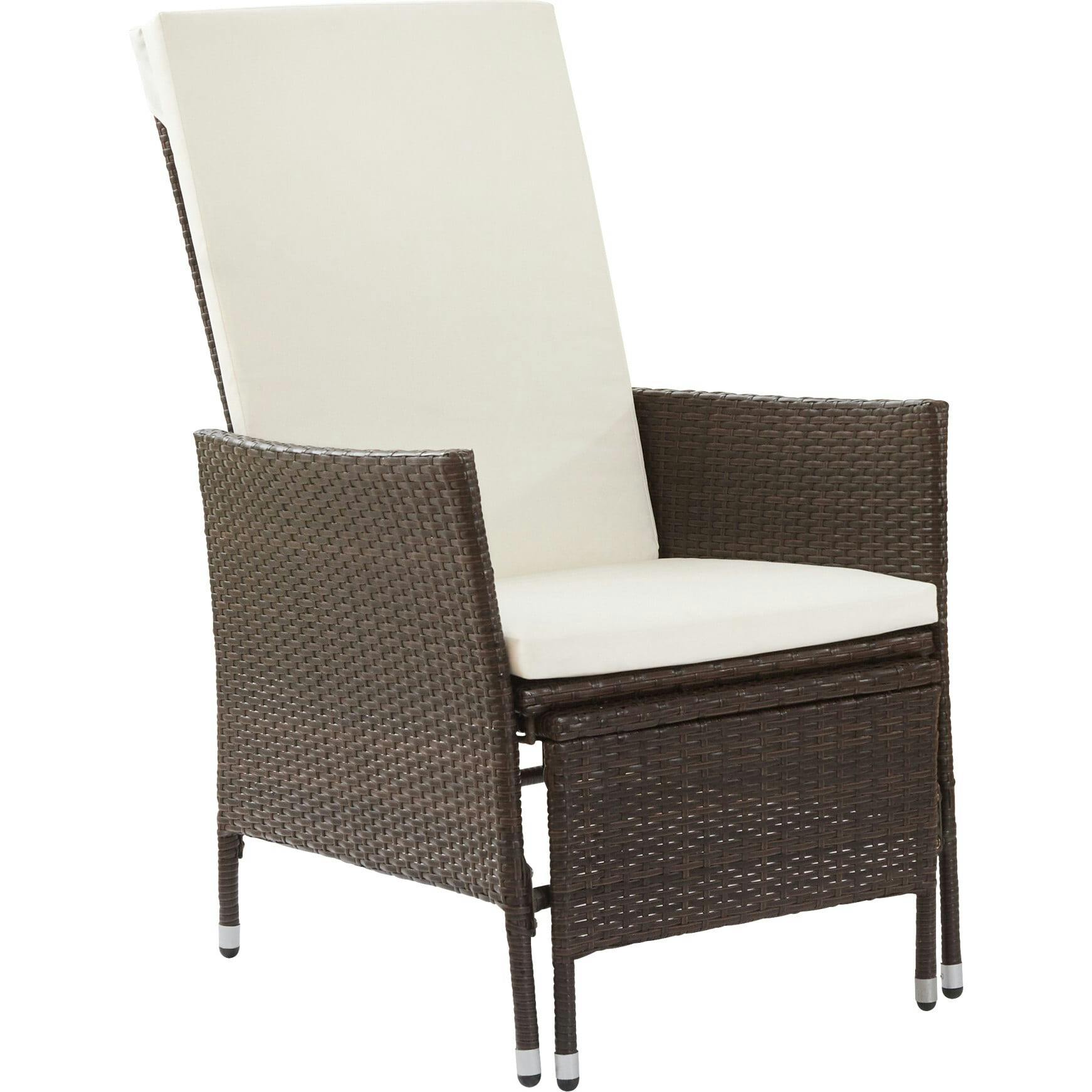 Outdoor Rattan Patio Lounge Chair With Pull-Out Ottoman And Cushions