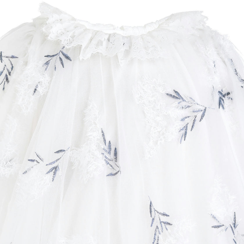 White Floral Embroidered Dress