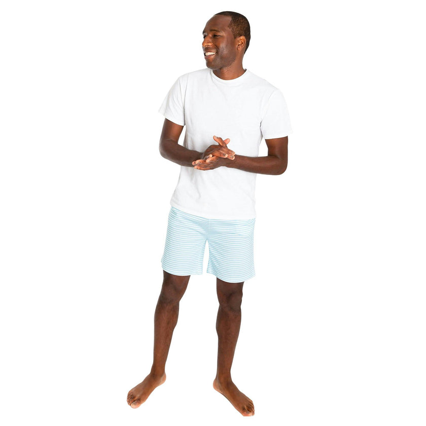 Men's Sky Blue Jersey Sleep Shorts - Organic Stretch Cotton
