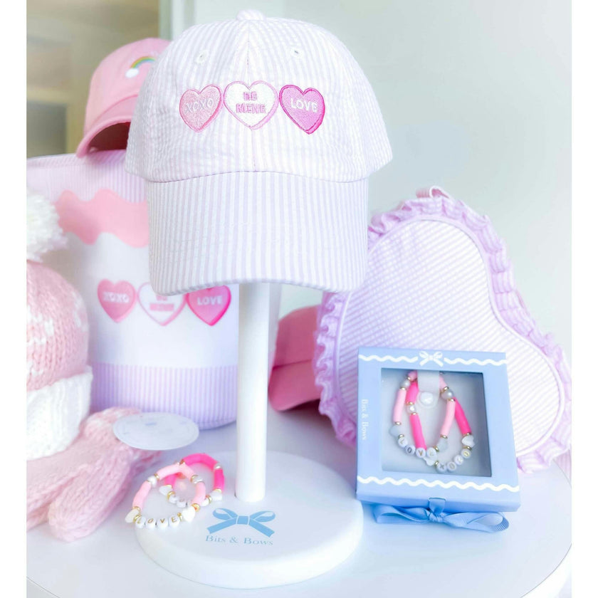 Candy Hearts Bow Baseball Hat
