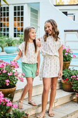 Emma Top White Floral Block Print