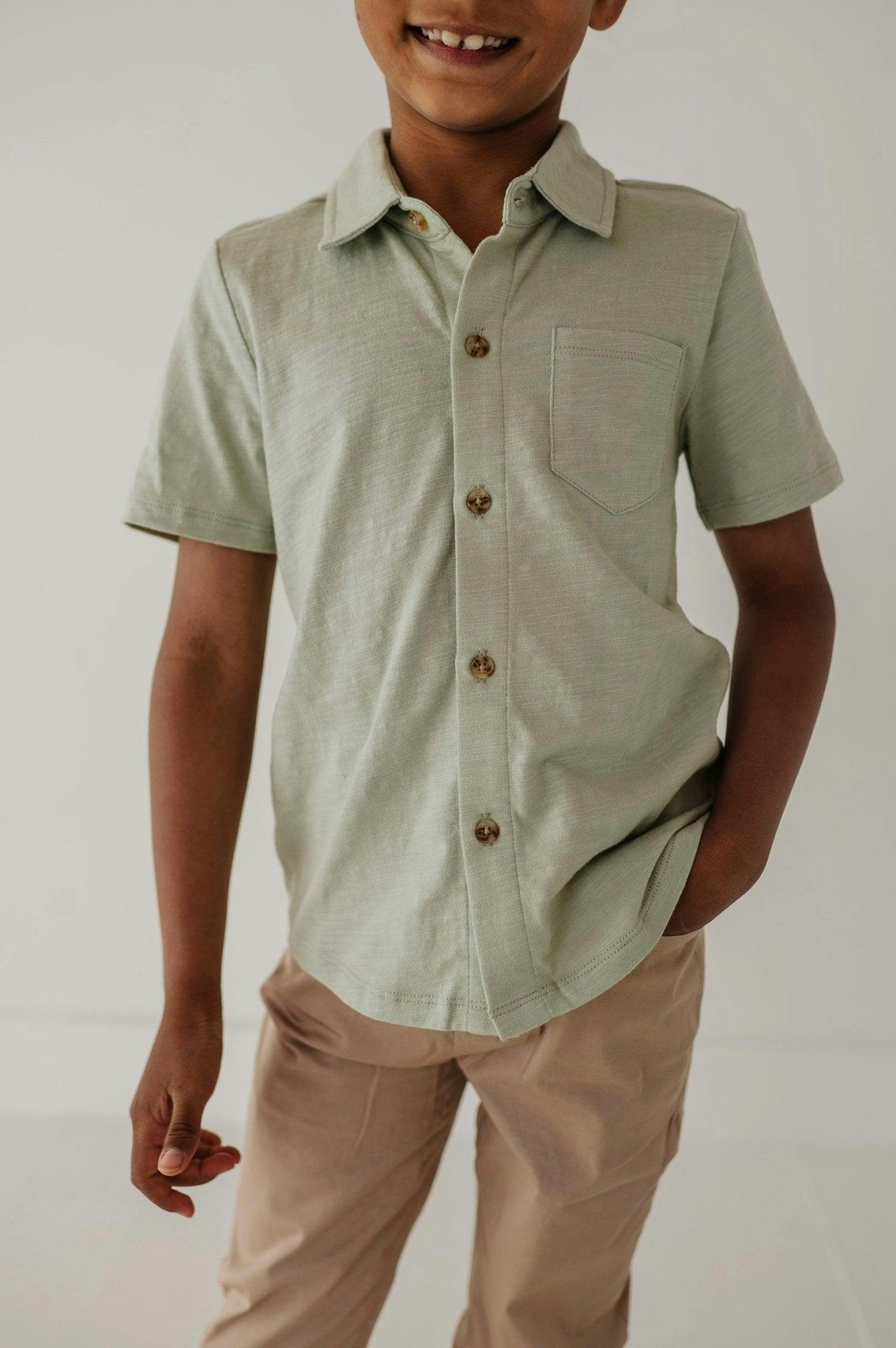 Boy's Collar Button Shirt Desert Sage