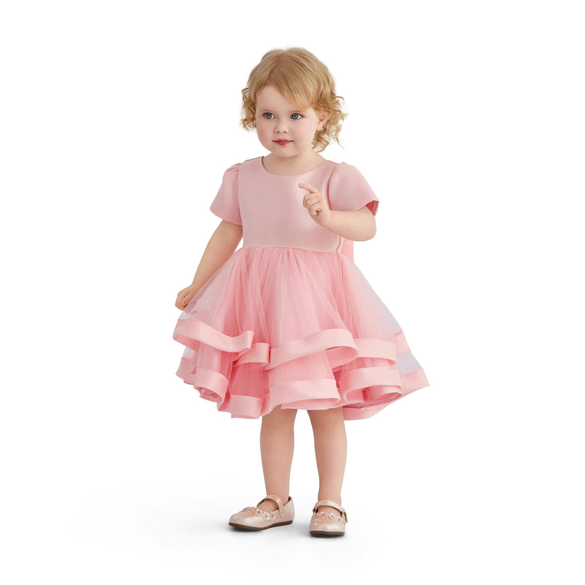 Pink Suttona Satin Bow Dress