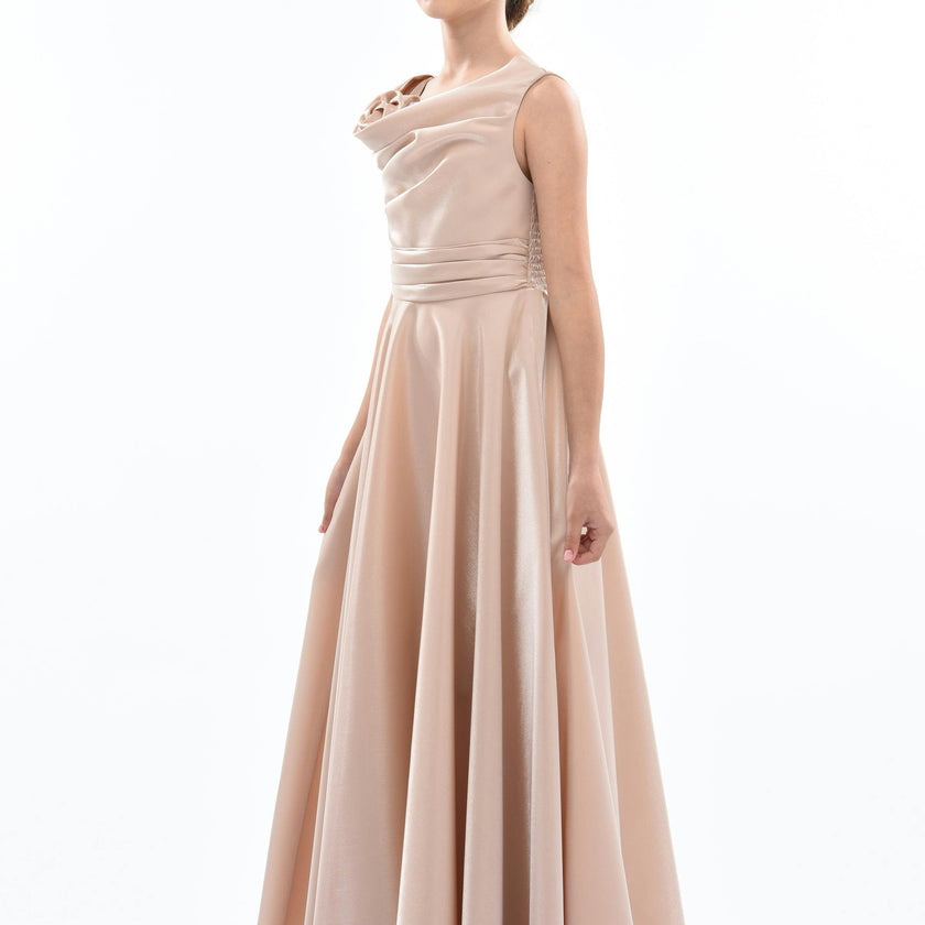 Gold Lenelle Rose Applique Gown