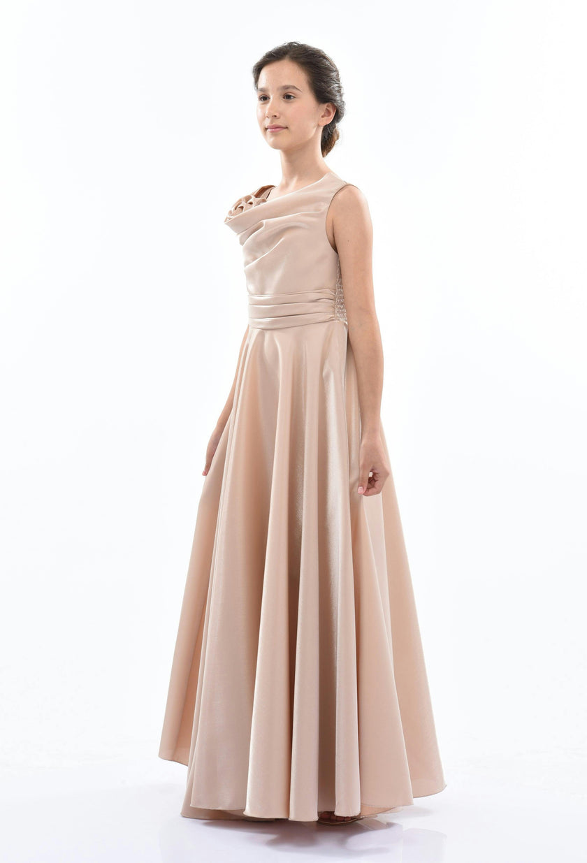 Gold Lenelle Rose Applique Gown