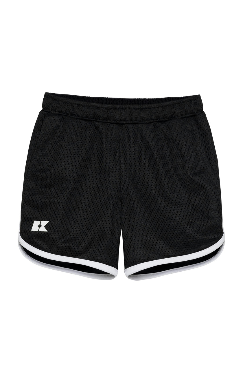 black retro mesh short