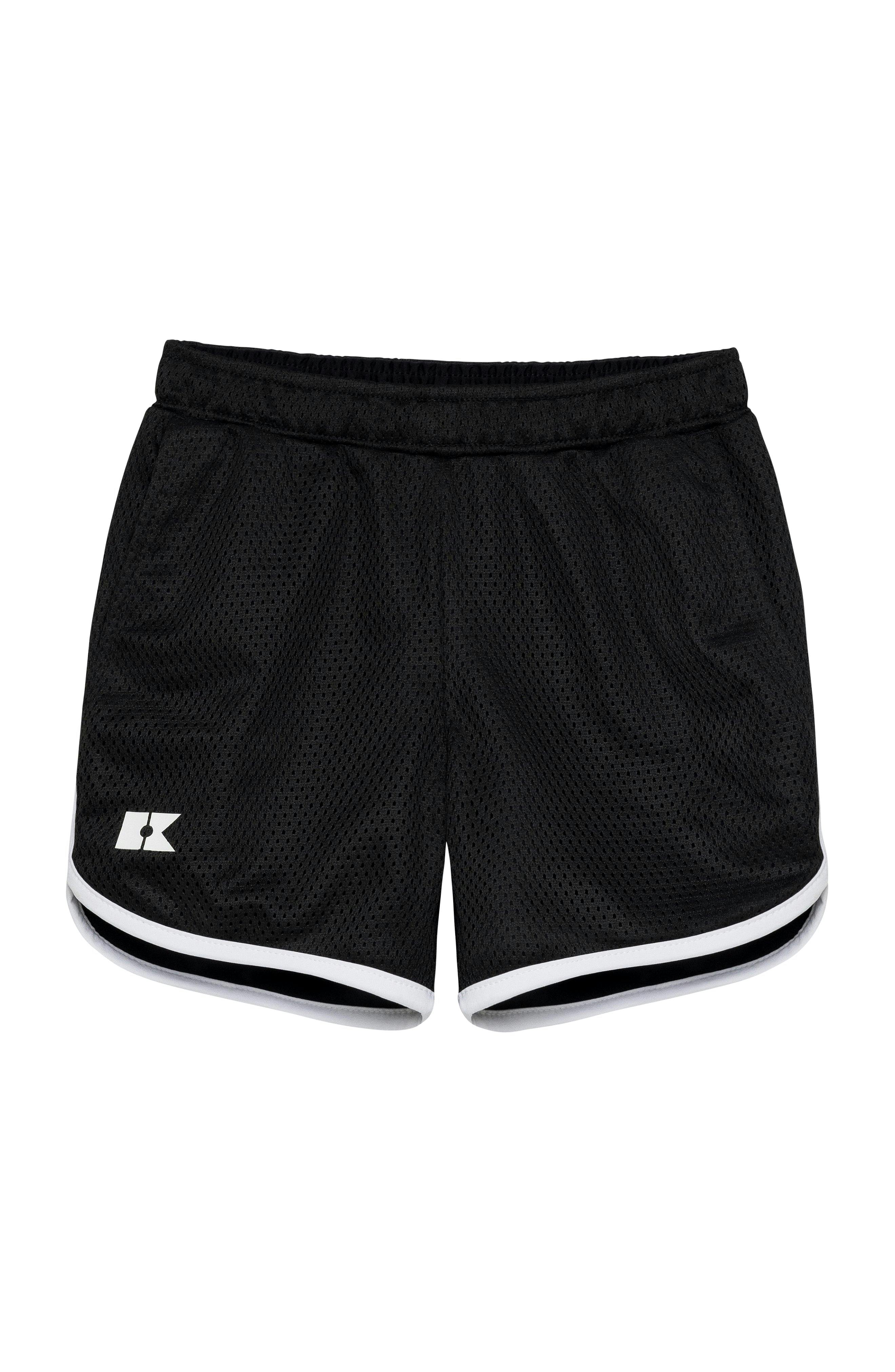 black retro mesh short