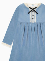 Dusty Blue Esther Velvet Girl Dress