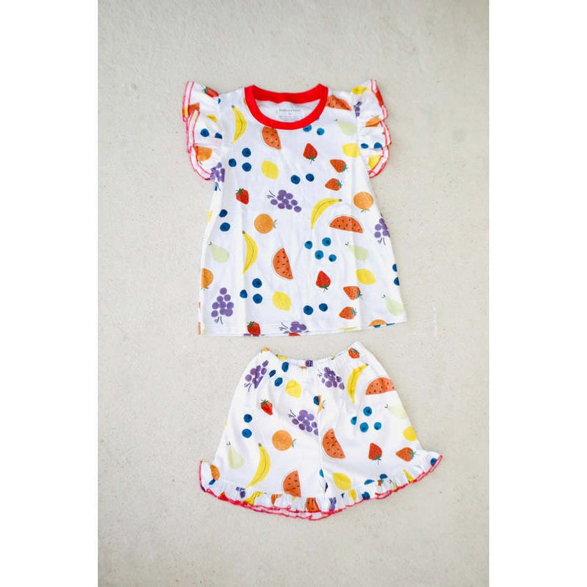 vitamin c coral ruffle short set