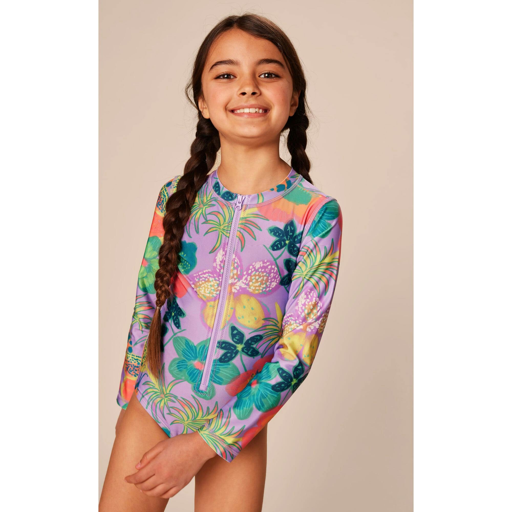 Long Sleeve One-Piece Swimsuit, Multi