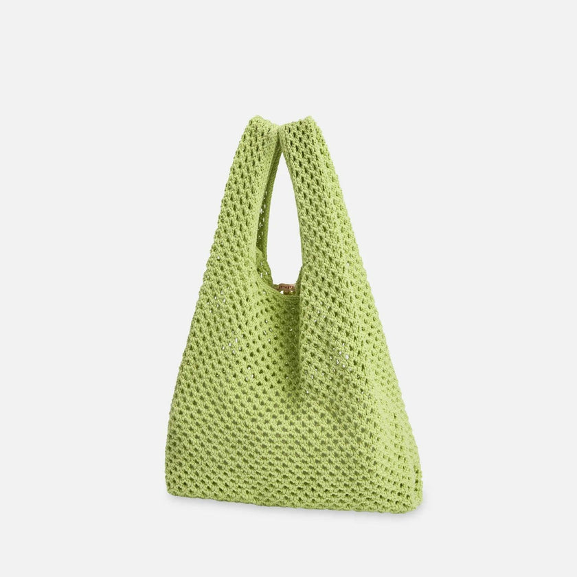 organic cotton crochete bag - kiwi green