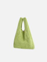 organic cotton crochete bag - kiwi green