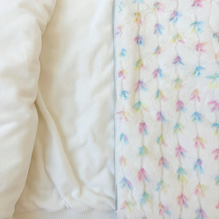 Pastel Bows Fuzzy Bomber