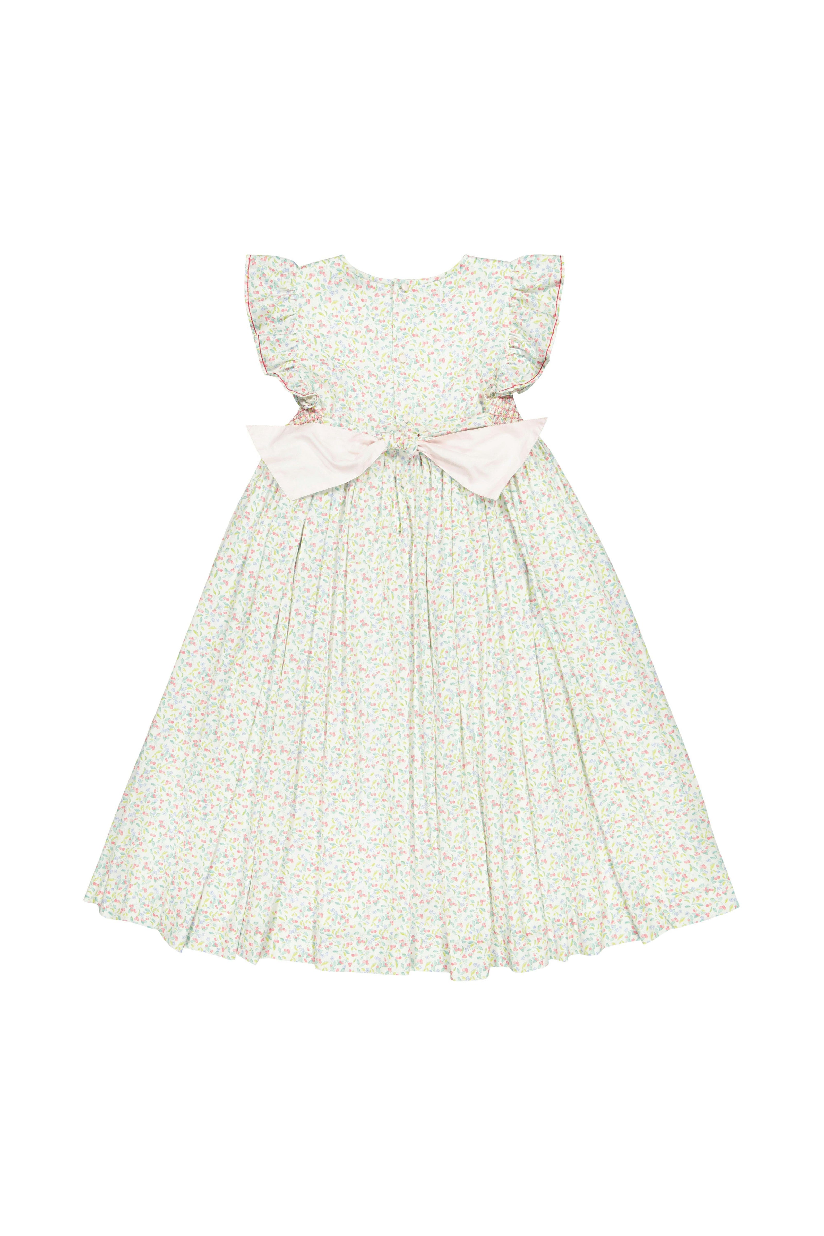 Alizee Cherry Ruffled Sleeve Empire Dress