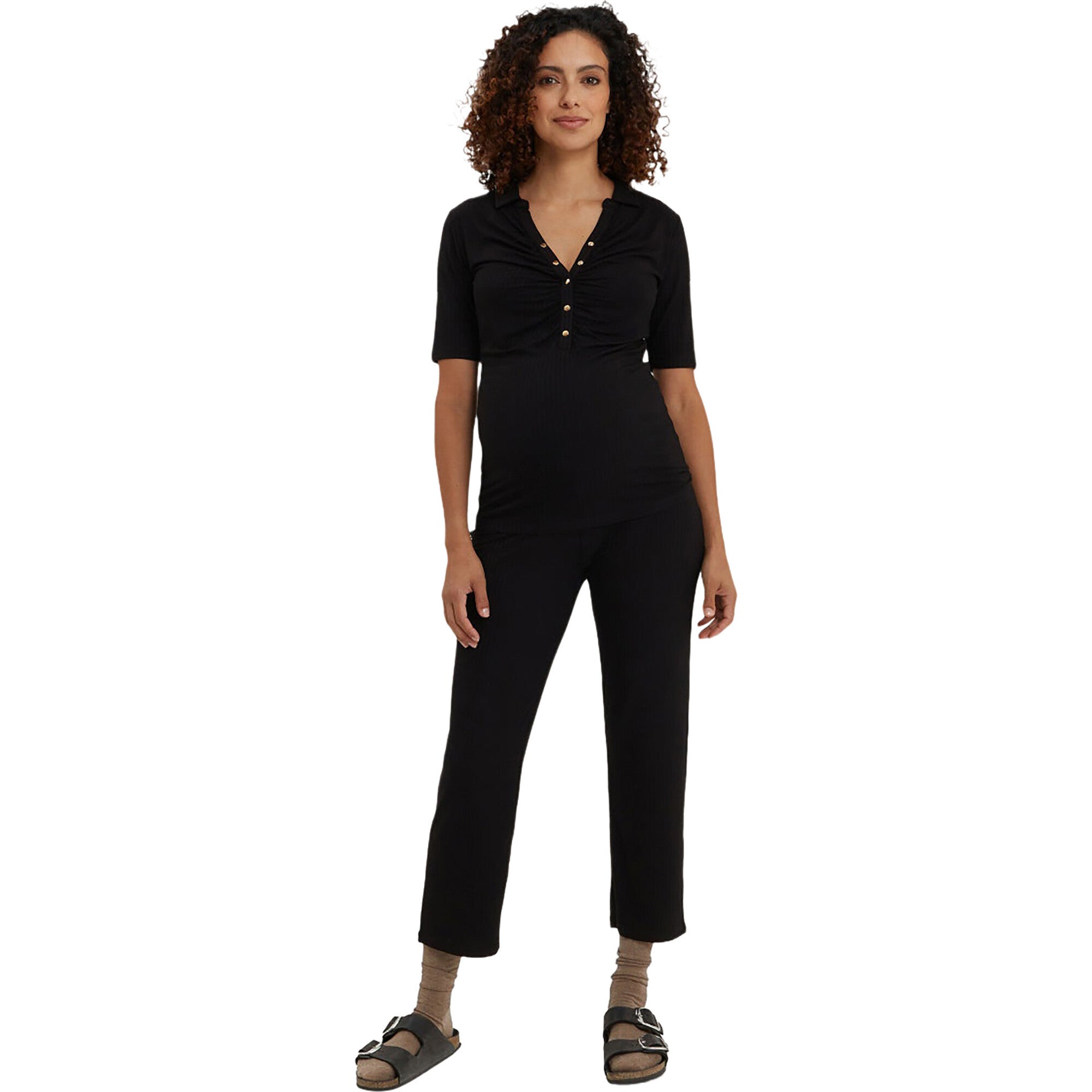 Women's Maternity Camilla Ribbed Pant, Black