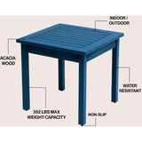 Archer 18.9" Modern Classic Square Slatted Solid Acacia Wood Indoor/Outdoor Adirondack Side Table
