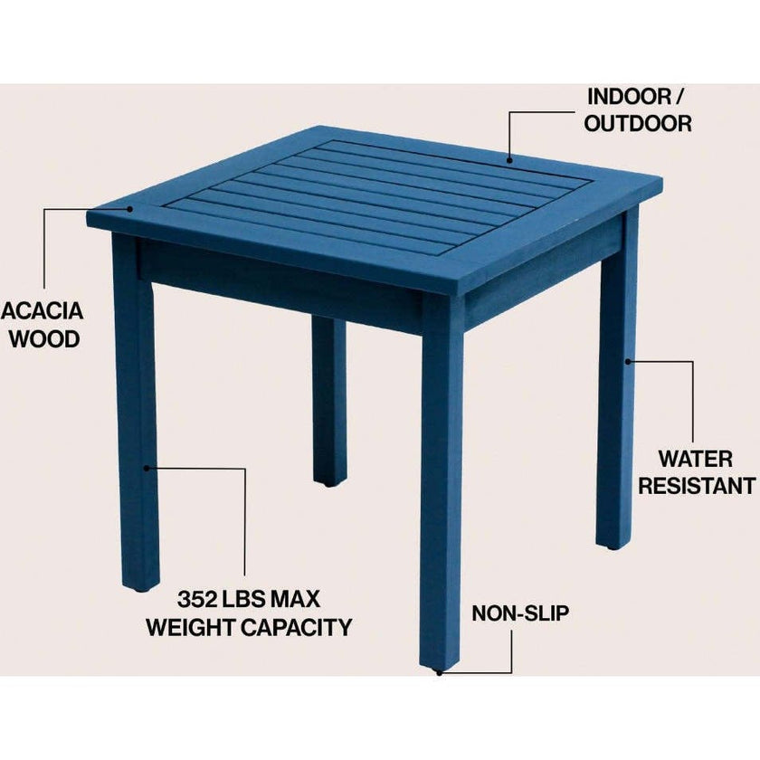 Archer 18.9" Modern Classic Square Slatted Solid Acacia Wood Indoor/Outdoor Adirondack Side Table