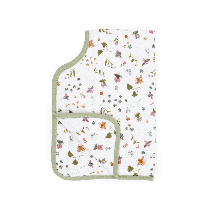 Cotton Muslin Burp Cloth - Garden Bees