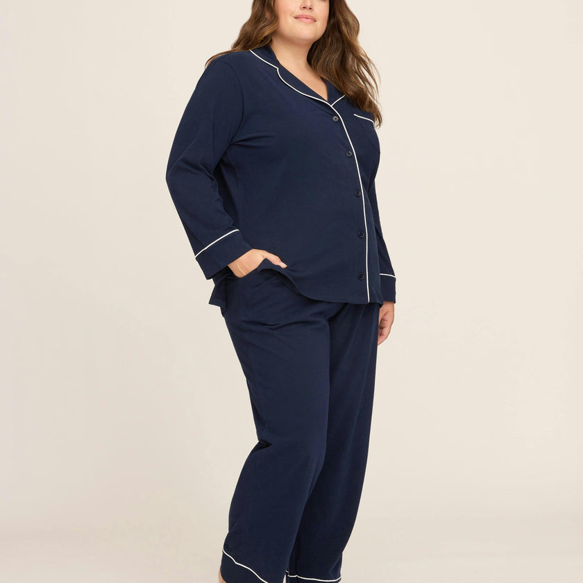 Women's Pima Pajama Set in Navy
