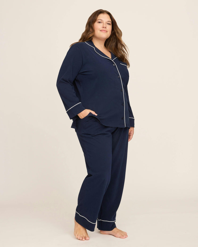 Women's Pima Pajama Set in Navy