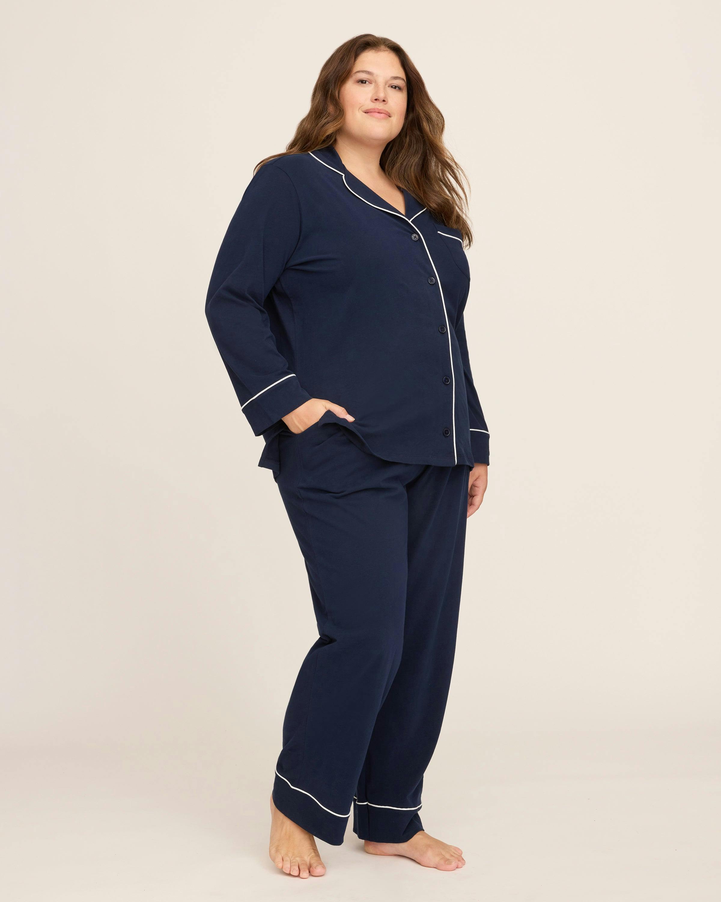 Women's Pima Pajama Set in Navy